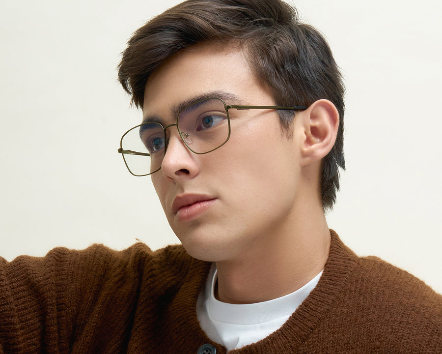 men Cole Anti-Radiation Glasses square brown metal