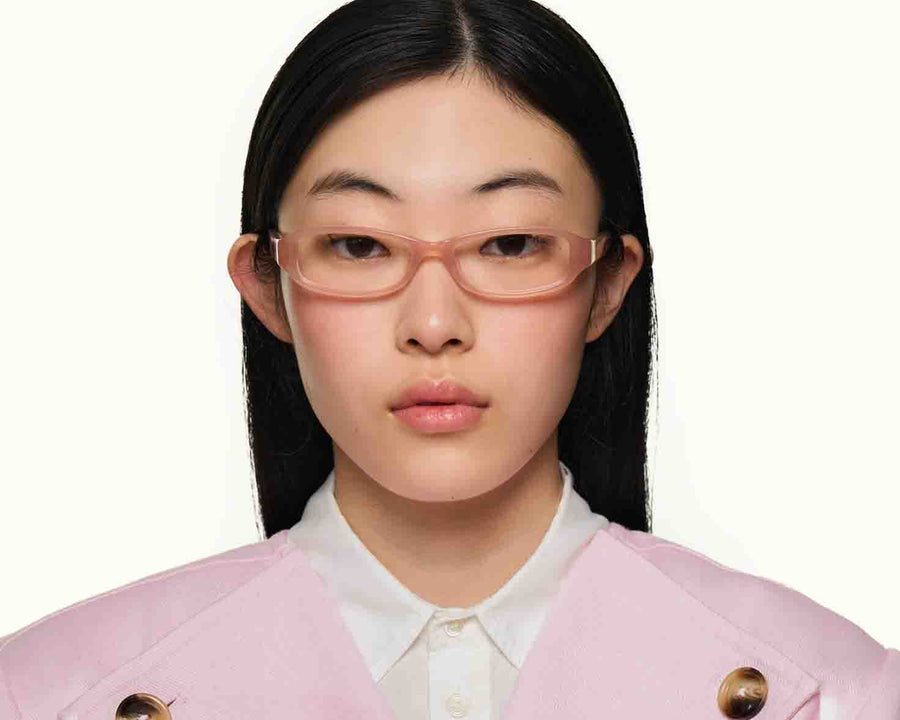 women Lucy Eyeglasses rectangle pink acetate