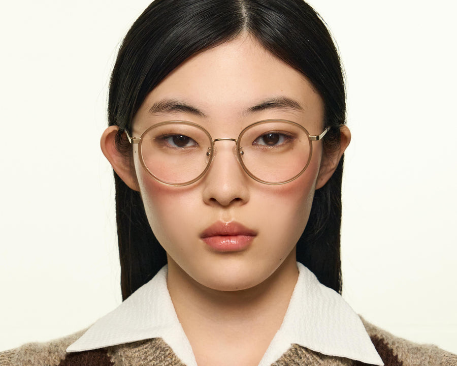 men Alvaro Eyeglasses round Brown metal