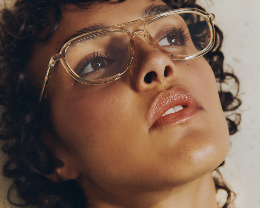 men Astrid Eyeglasses pilot yellow castor seed