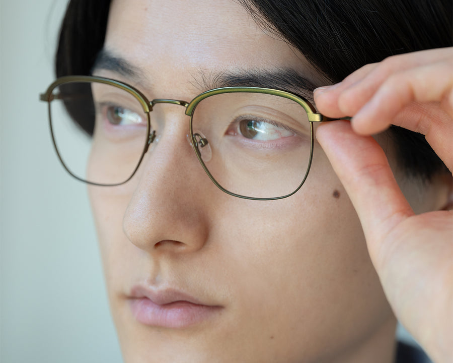 men Clyde Wide Eyeglasses browline brown metal