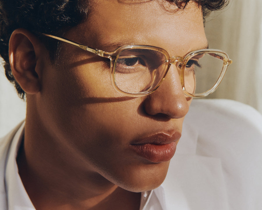 men Daria Eyeglasses square yellow castor seed