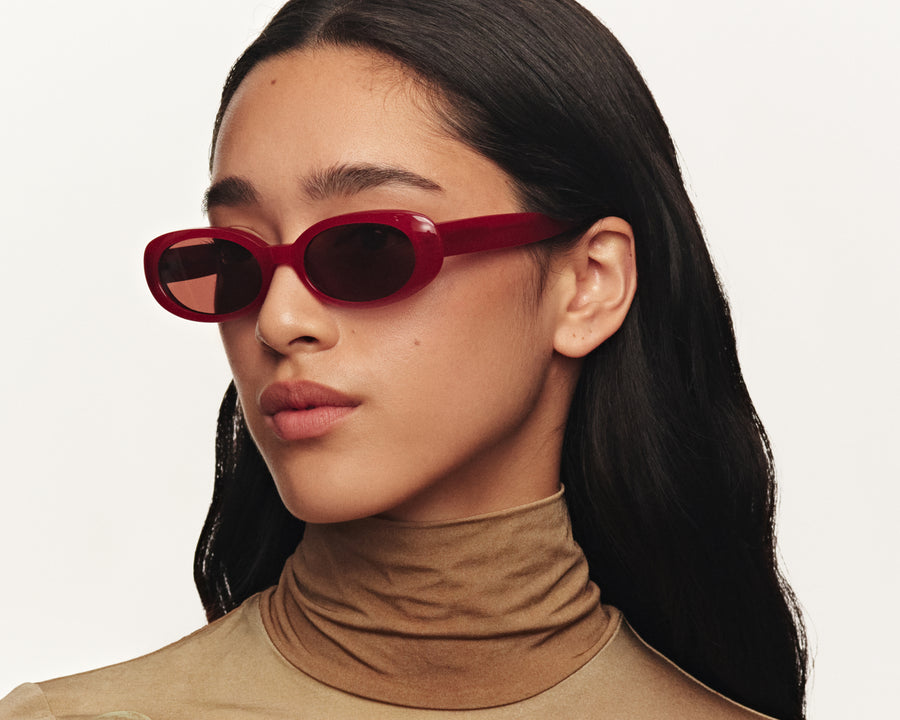 women Devon Sunglasses round red acetate