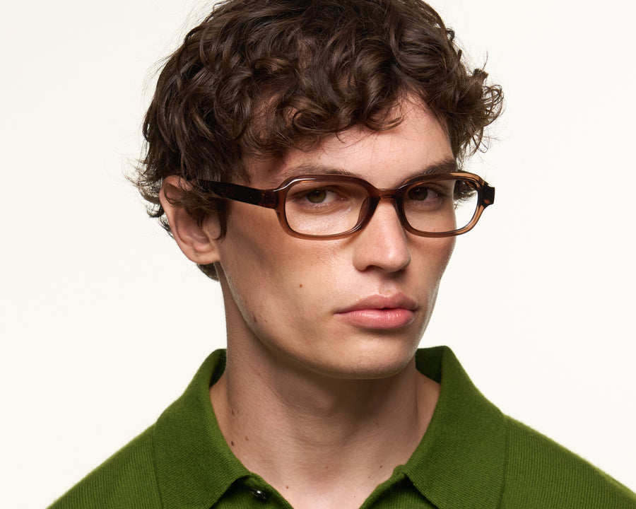 men Don Eyeglasses rectangle Brown acetate
