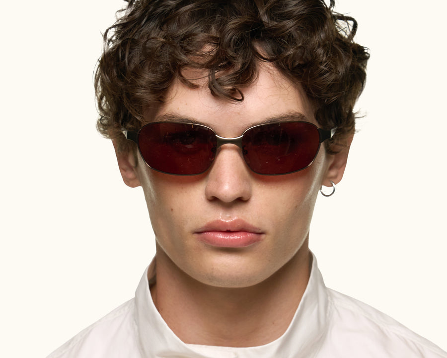 men Hunter Sunglasses rectangle Brown metal