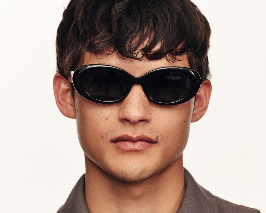 men Iris Sunglasses round black recycled polyester