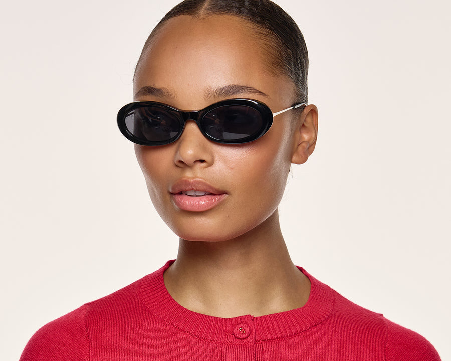 men Jackie Sunglasses oval Black recycled polyester