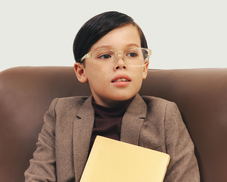 men Kai Kids Eyeglasses rectangle clear castor seed