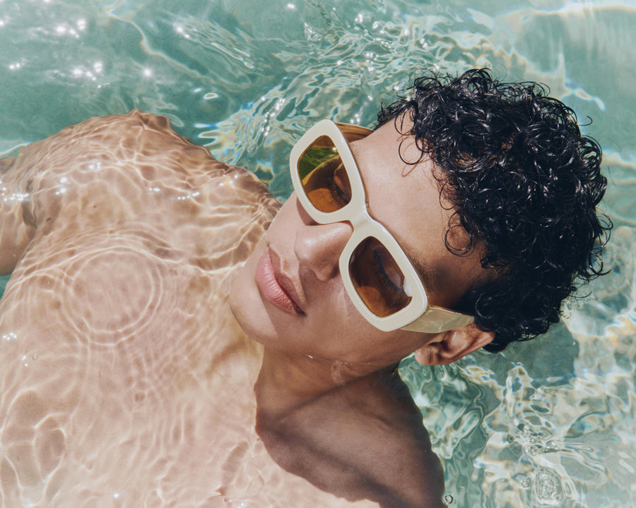 men Liv Sunglasses square white acetate