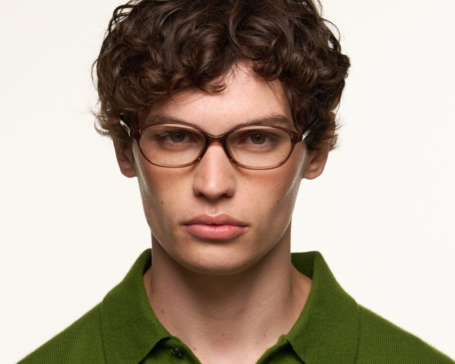 men Marcie Eyeglasses rectangle Brown acetate