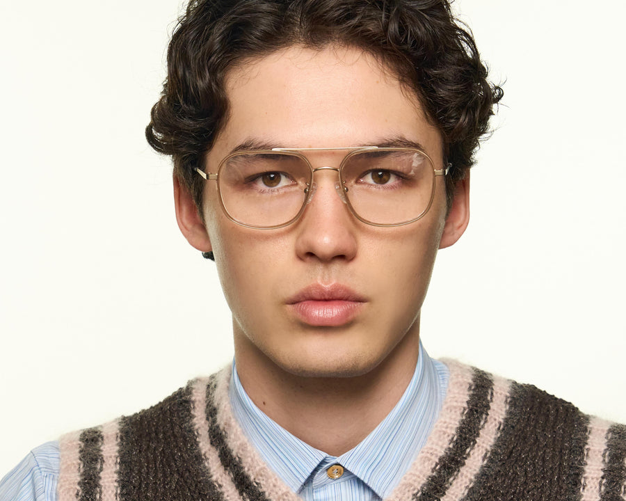 men Octavio Eyeglasses pilot Brown metal