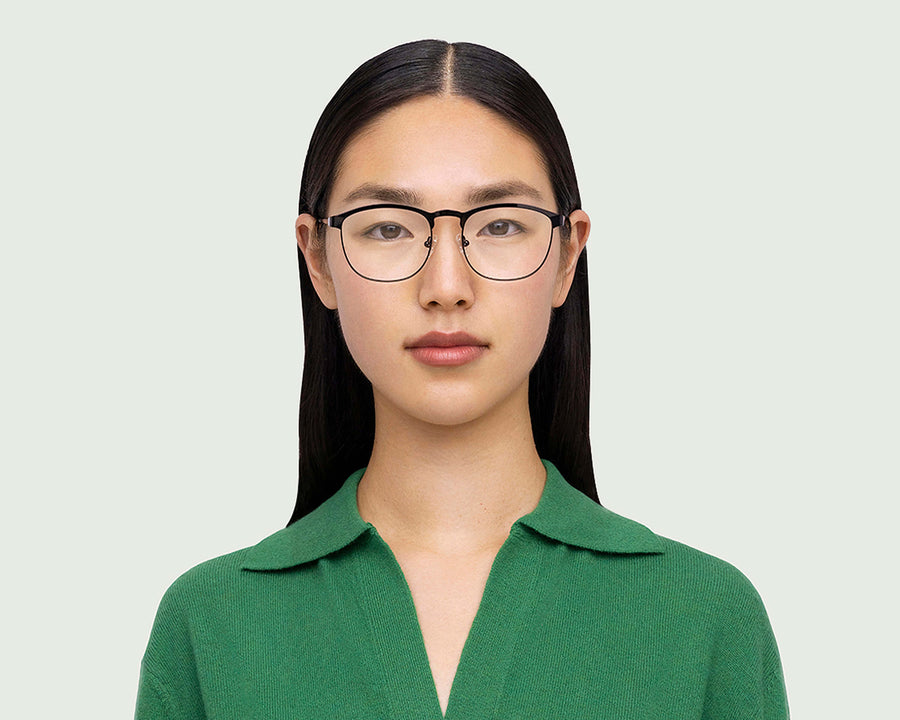 women Ollie Eyeglasses browline gray metal