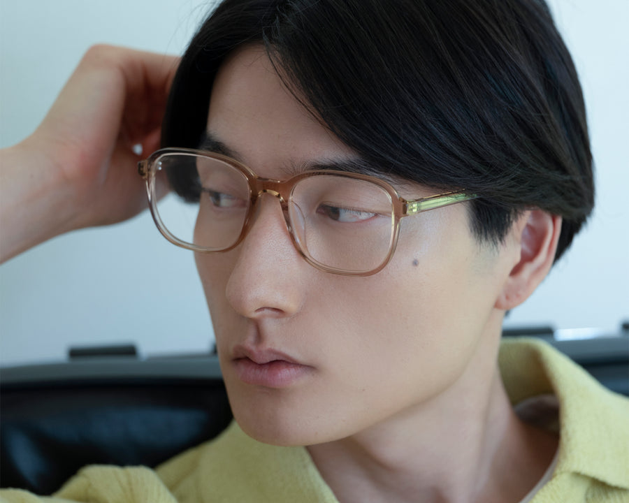 men Paige Eyeglasses square brown plant-based plastic