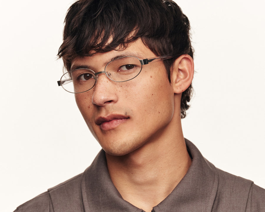 men Penny Eyeglasses oval silver metal