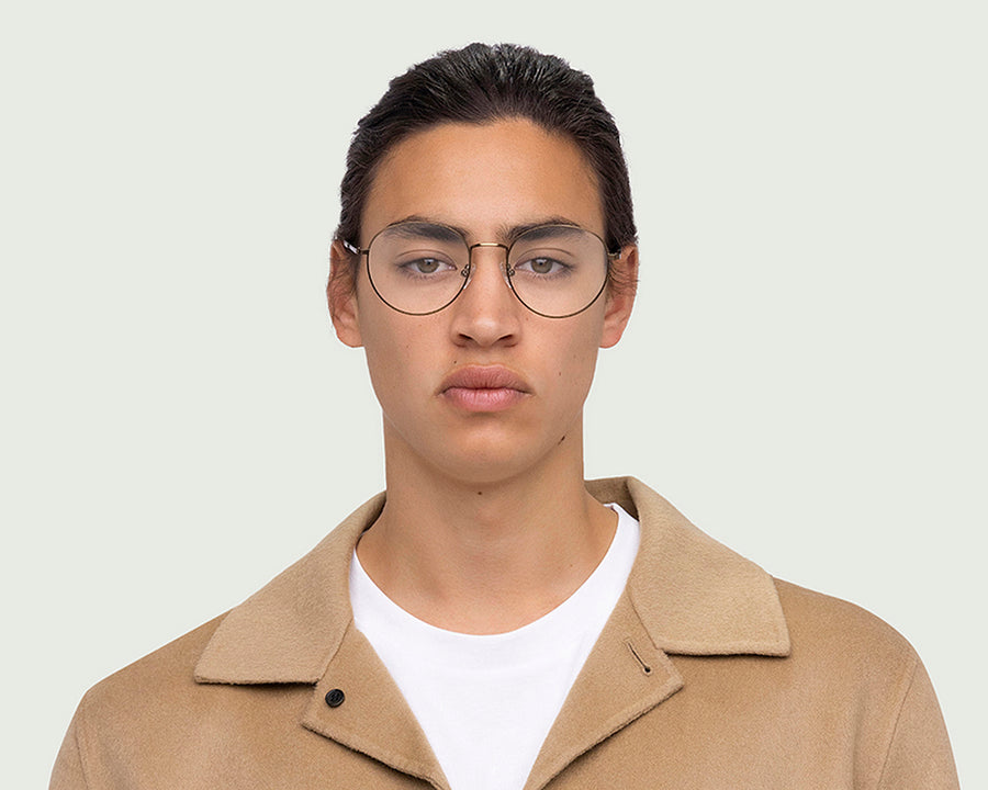 men Reagan Wide Eyeglasses round brown metal