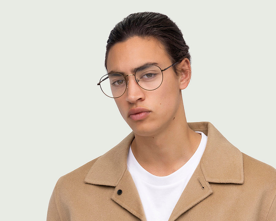 men Reagan Wide Eyeglasses round brown metal
