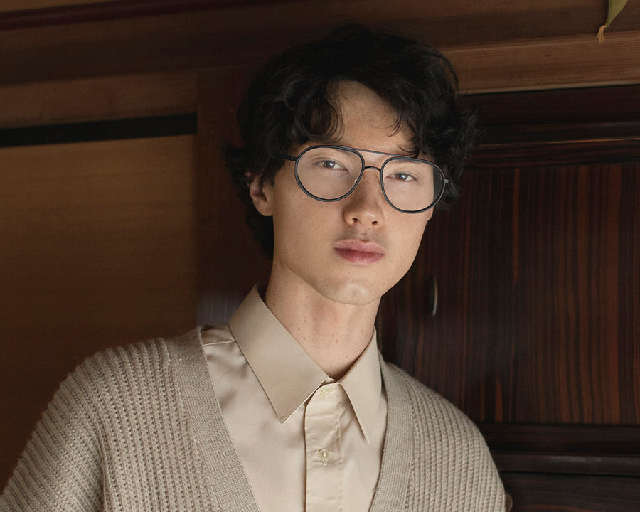 men Santiago Eyeglasses pilot black metal