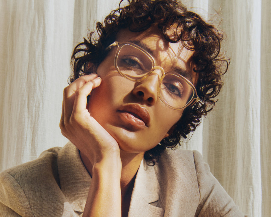 women Daria Eyeglasses square yellow castor seed