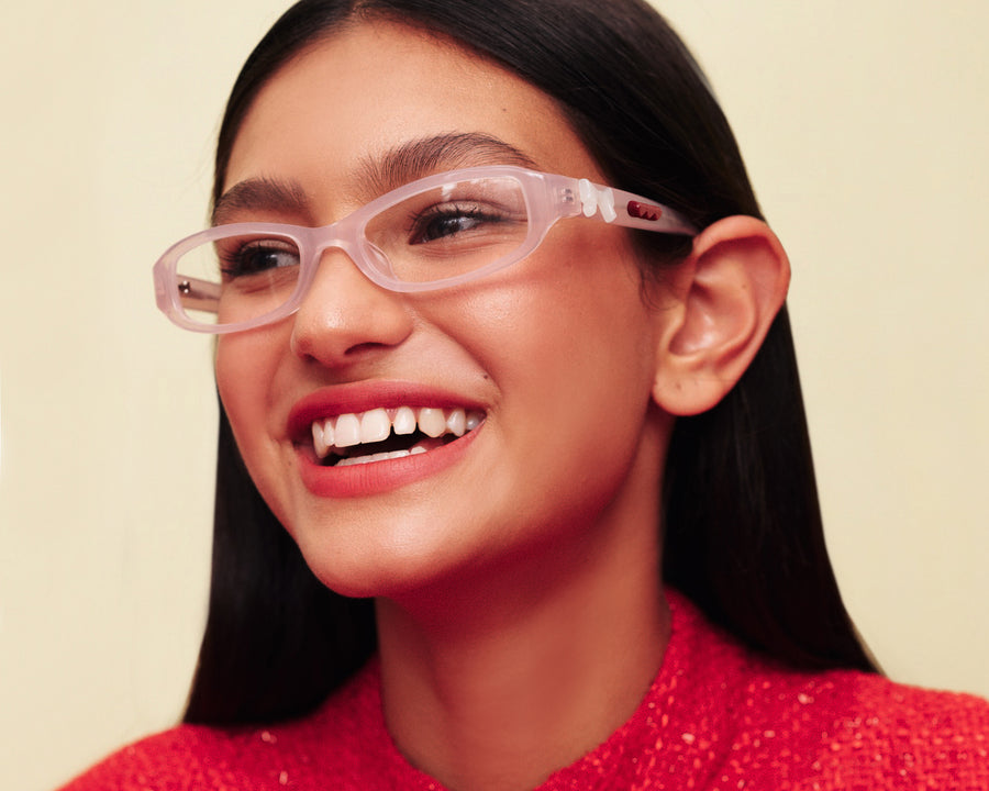 men Lucy Eyeglasses rectangle pink acetate