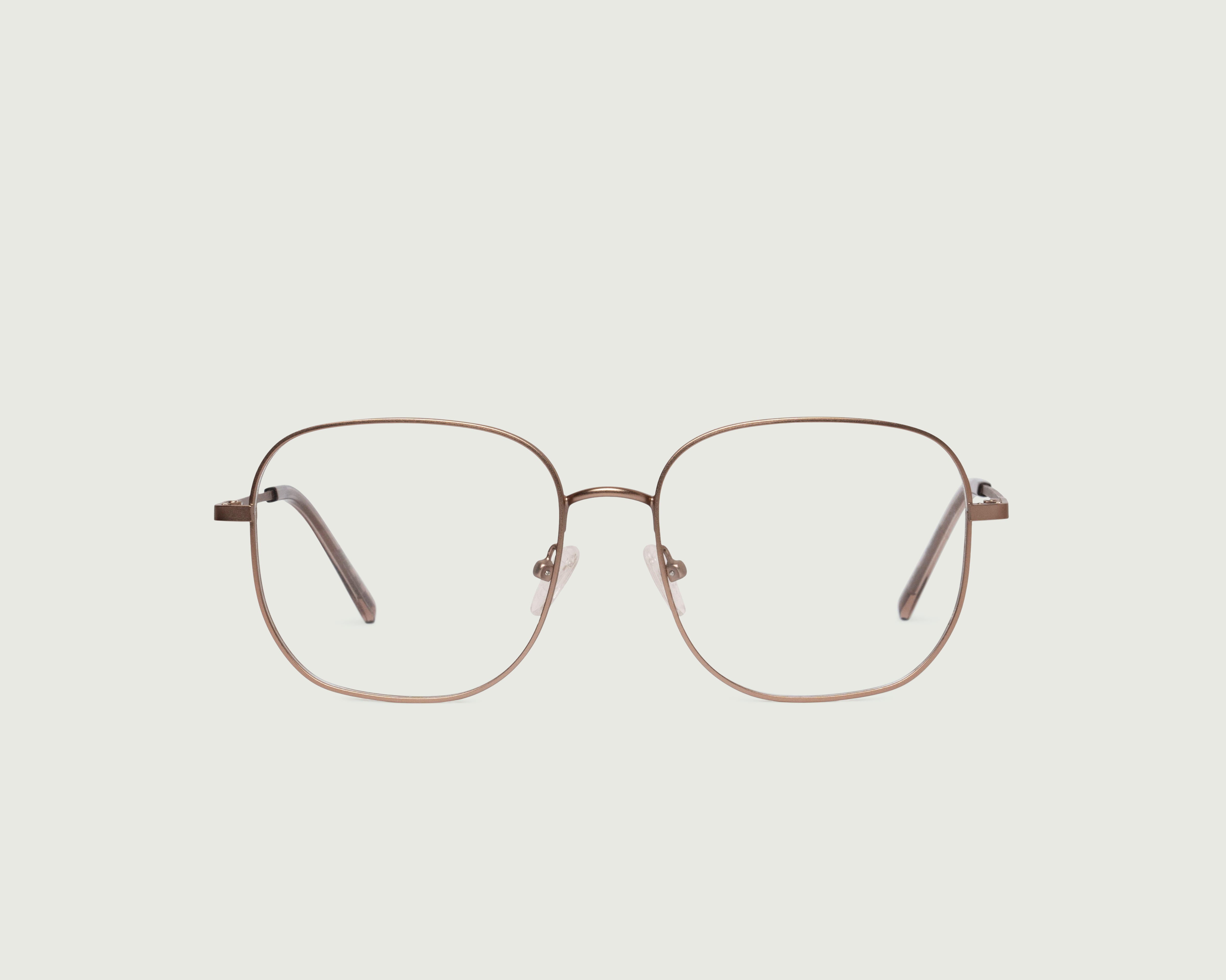 Tan::Noah Eyeglasses square brown metal front