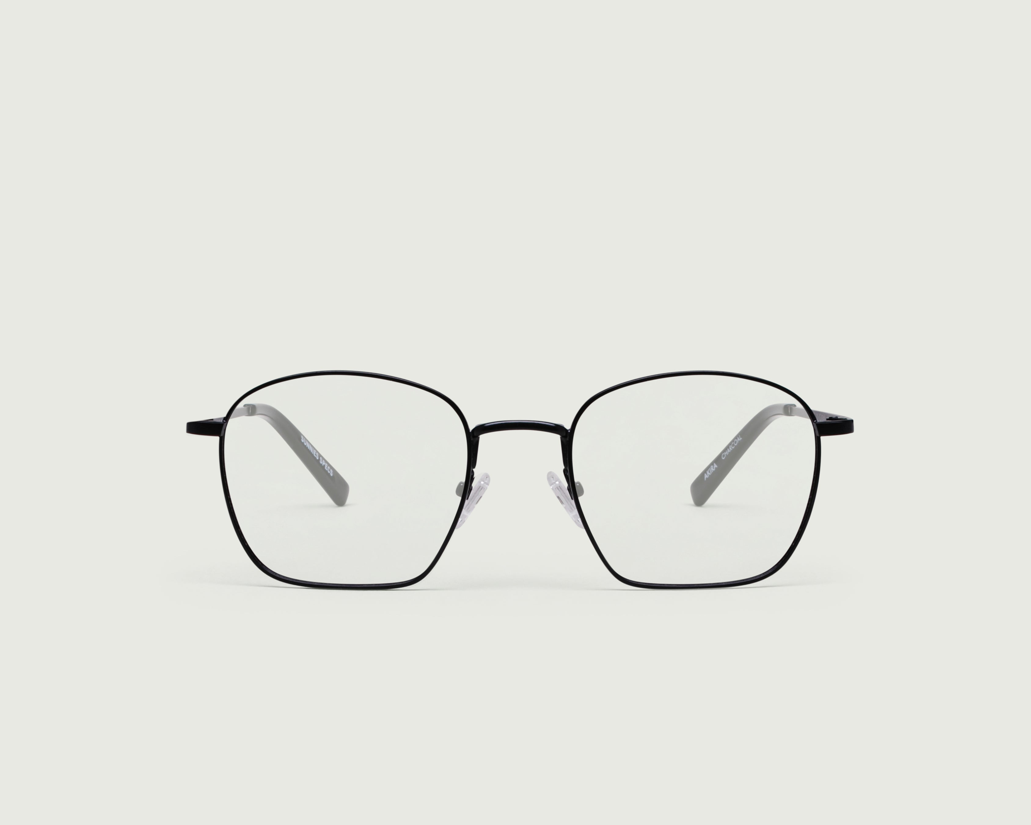 Charcoal::Akira Eyeglasses square black metal front (4687757639734)