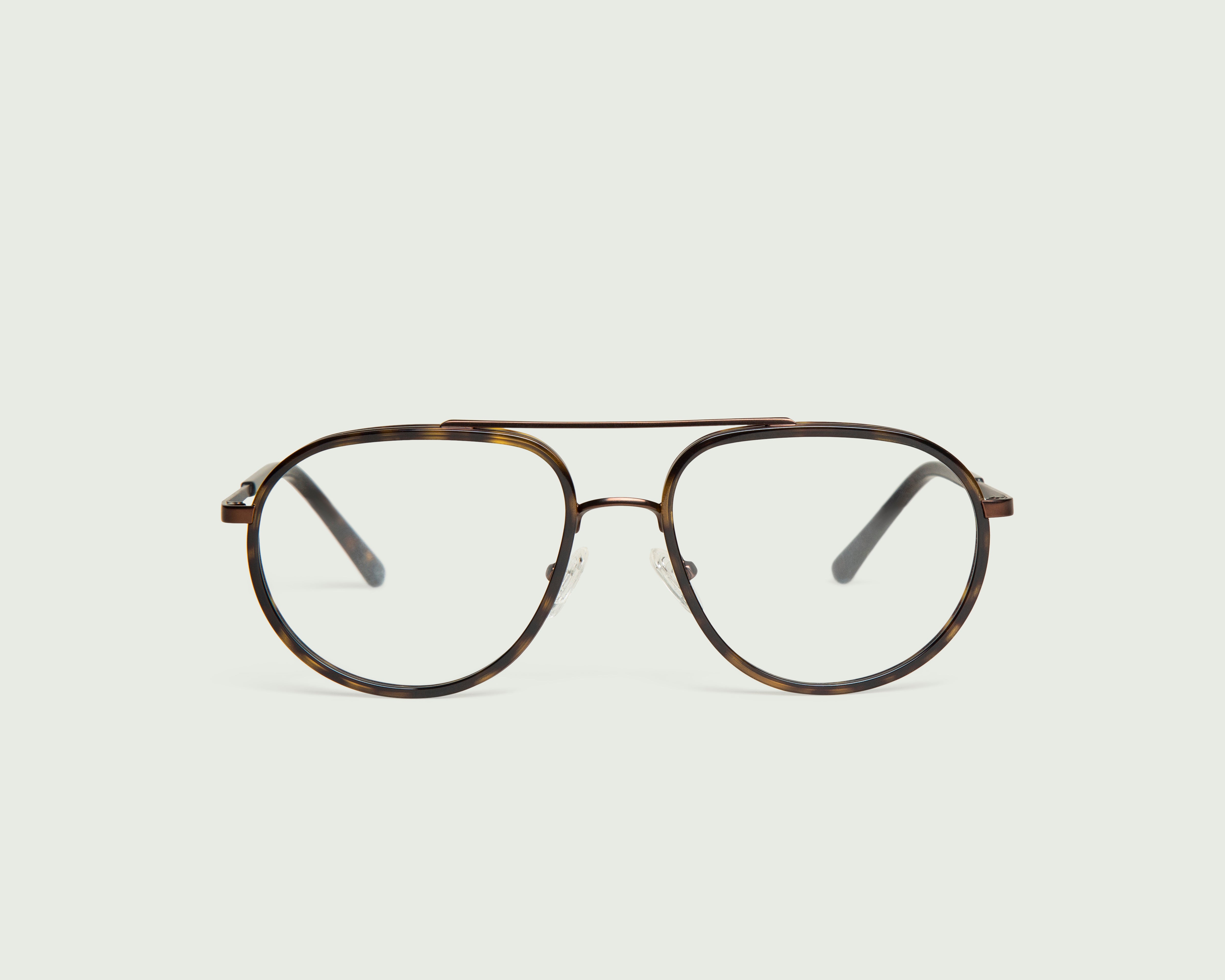 Bronze Tort::Santiago Eyeglasses pilot tort metal front