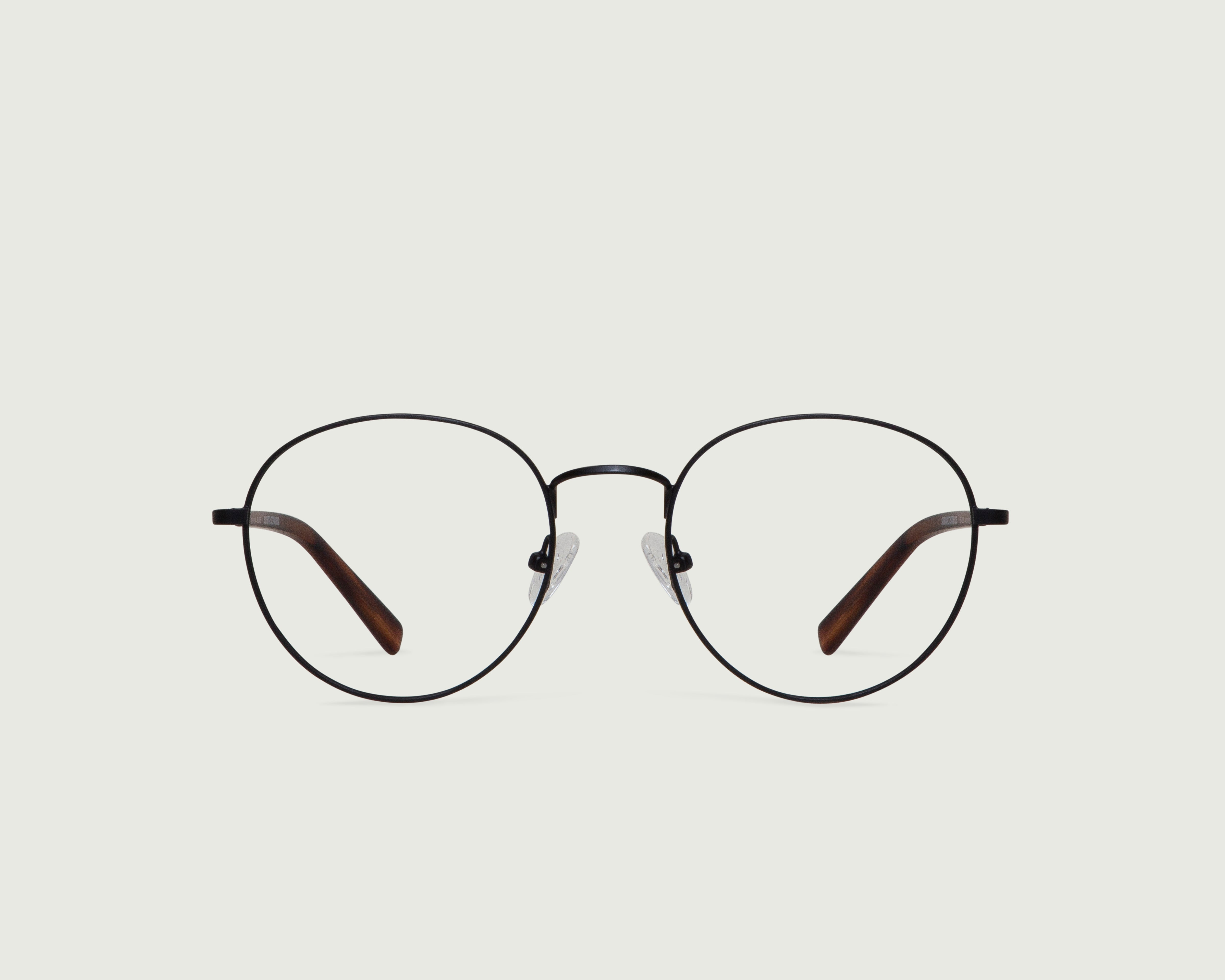 Charcoal::Reagan Wide Eyeglasses round black metal front