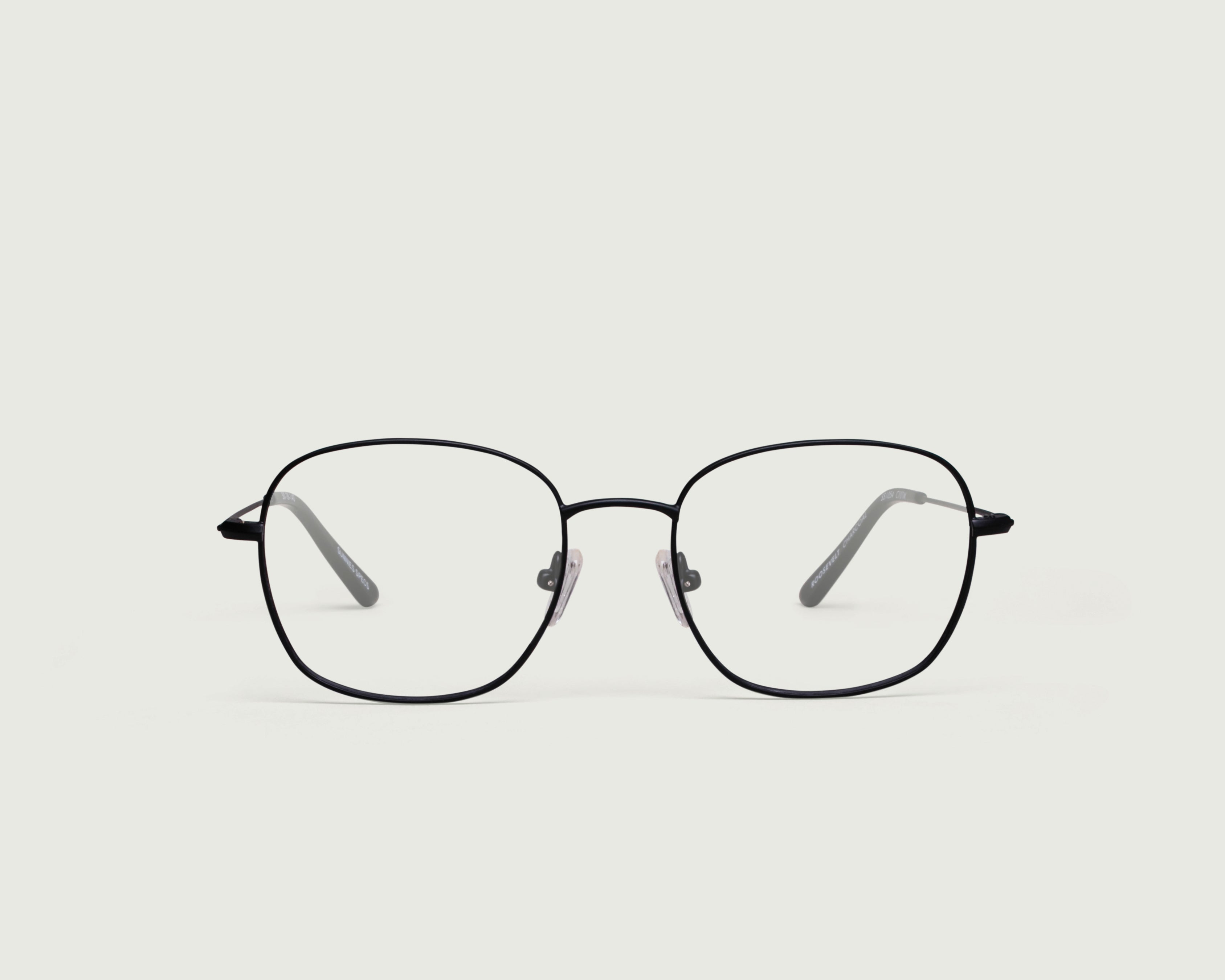 Charcoal::Roosevelt Eyeglasses square black metal front (4687758360630)