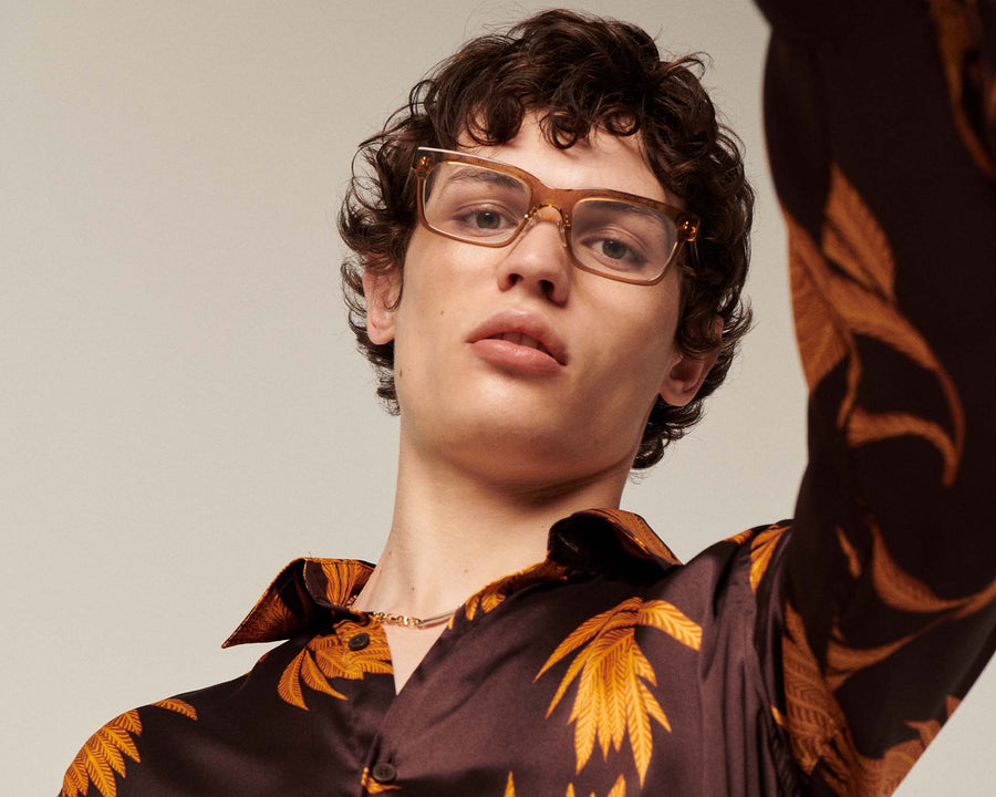 men Logan Eyeglasses rectangle brown bioacetate