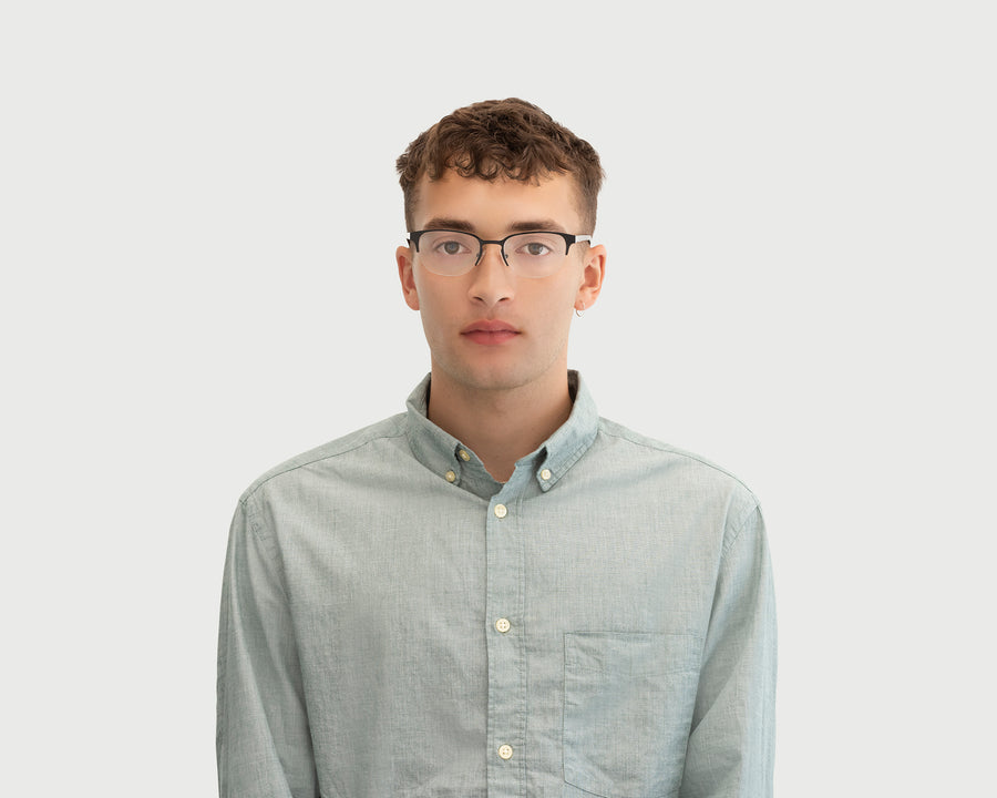 men Alber Eyeglasses browline black metal (4687757738038)