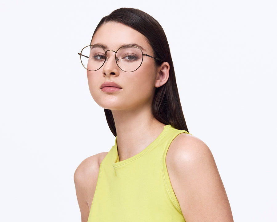 women Reagan Wide Eyeglasses round brown metal