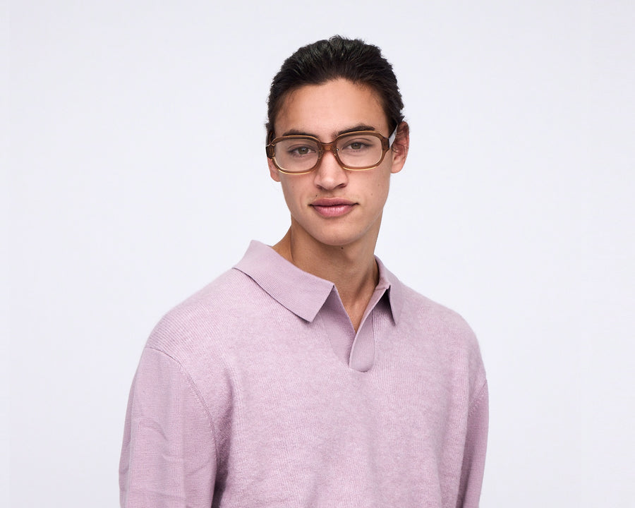 men Lark Eyeglasses rectangle brown acetate