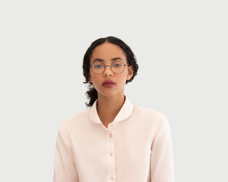 women Hiro Eyeglasses round black metal (4687757443126)