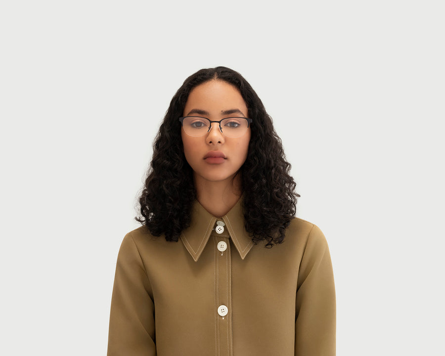 women Alber Eyeglasses browline black metal (4687757738038)