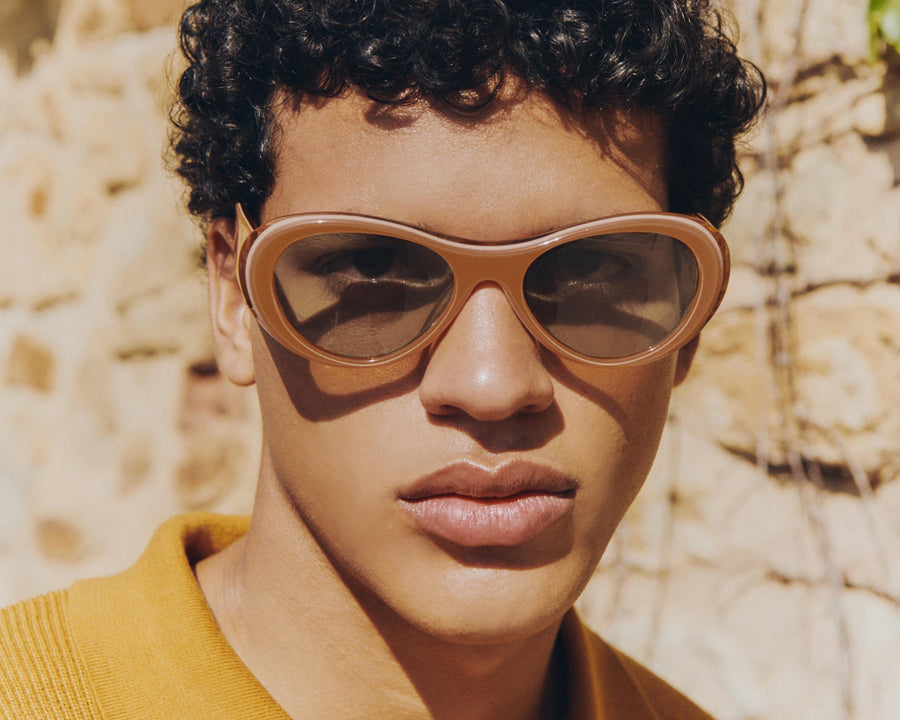 men Liv Sunglasses square orange acetate
