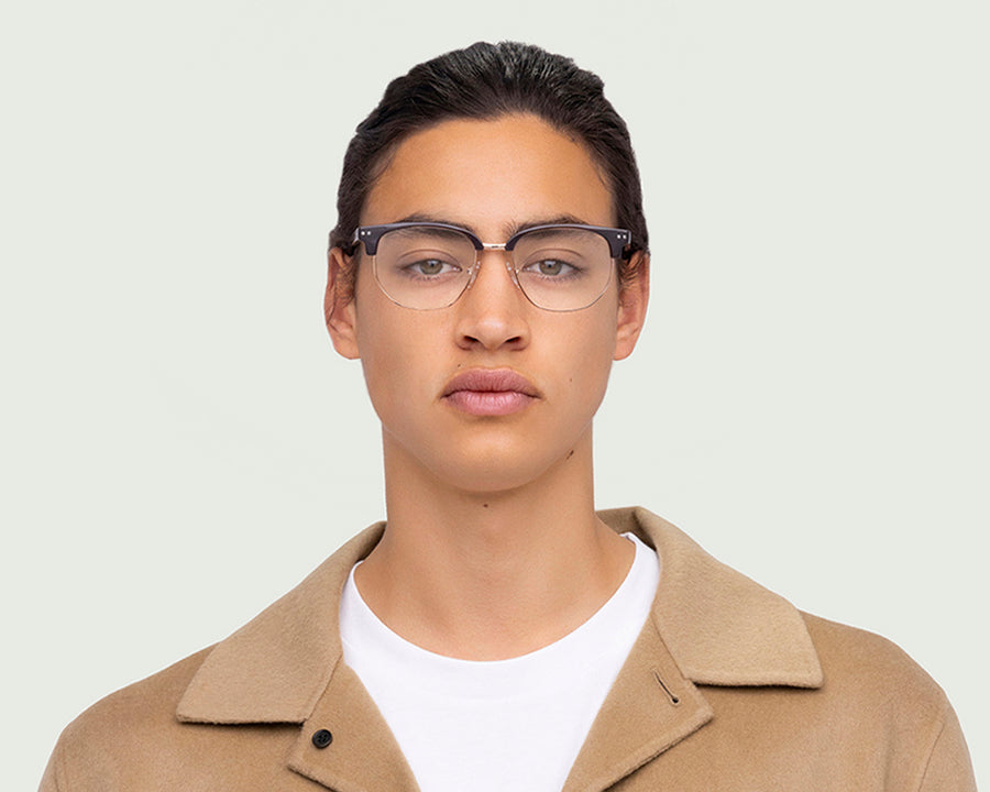 men Madison Eyeglasses browline brown plastic