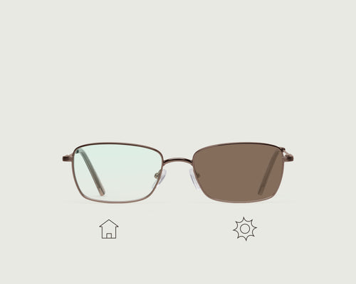 Portobello Adaptive::Austin Anti-Radiation Glasses Rectangle Brown metal front