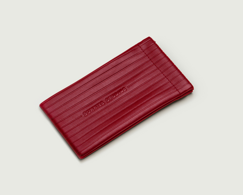 Boysenberry::Ribbed Sac Eyewear case red  front diagonal