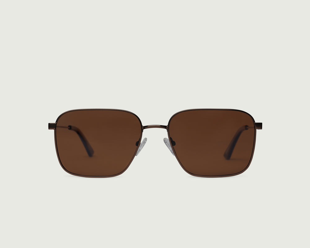 Bronze Polarized::Ford Sunglasses square brown metal front