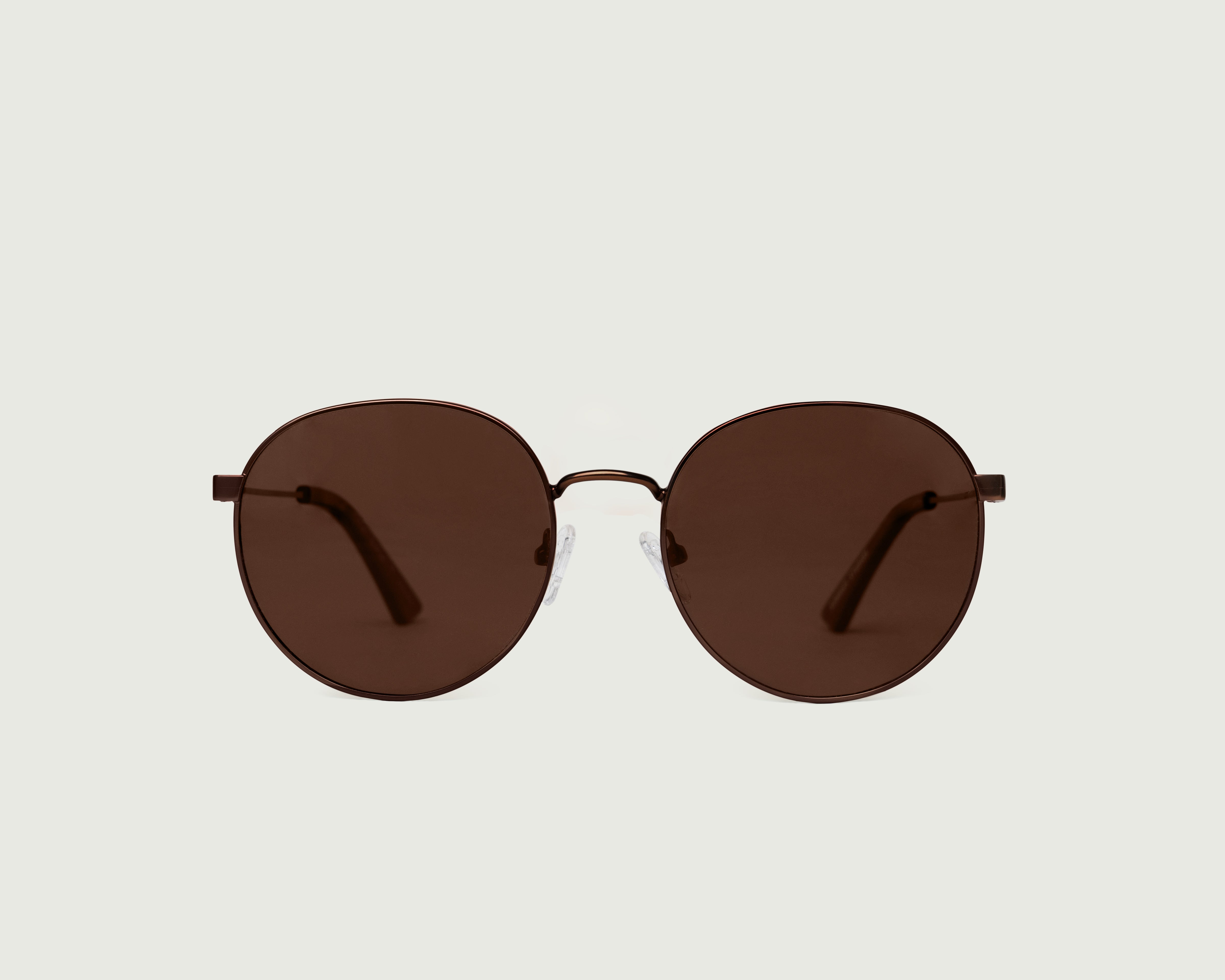 Bronze Polarized::Leon Sunglasses round brown metal front
