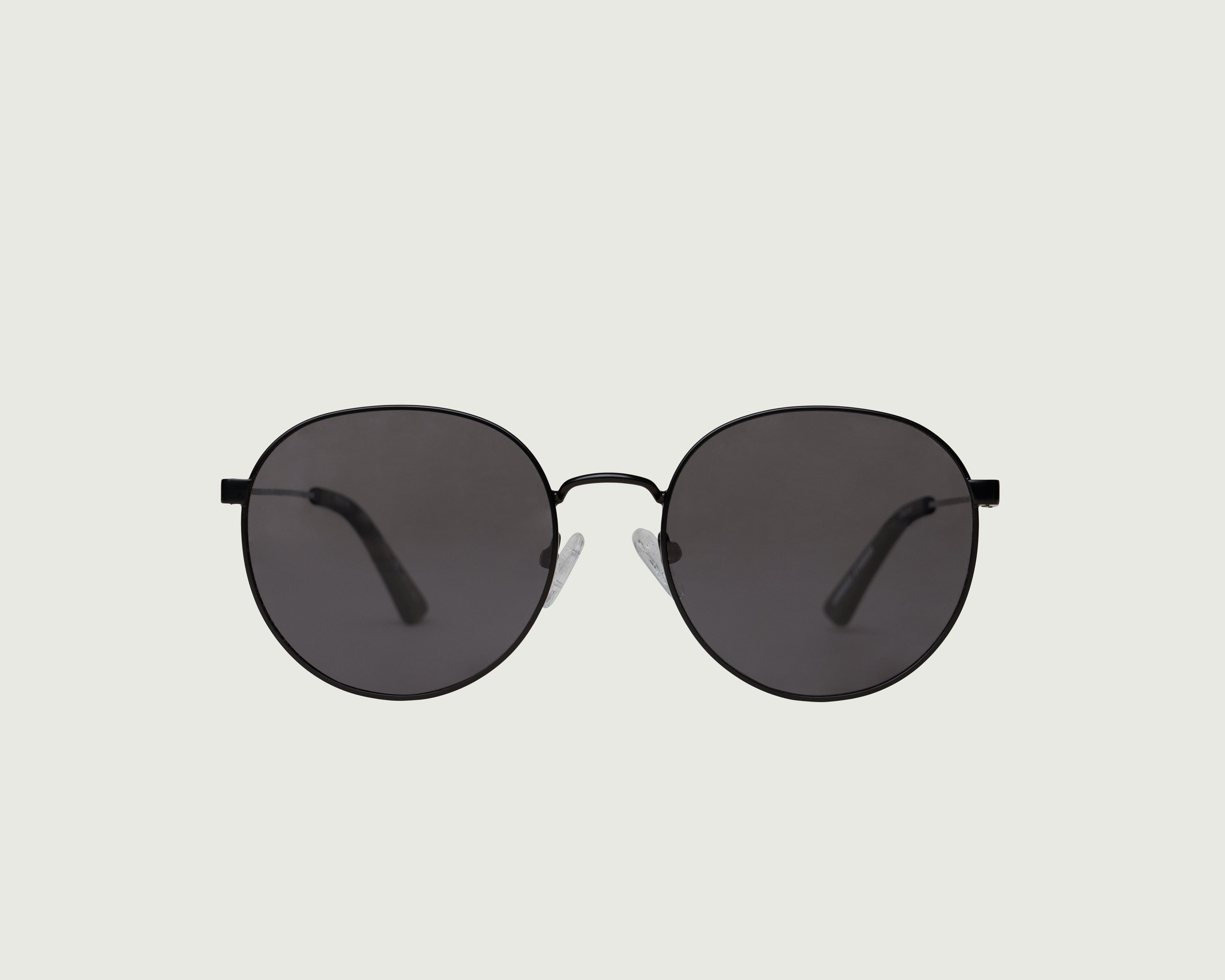 Charcoal Polarized::Leon Sunglasses round black metal front