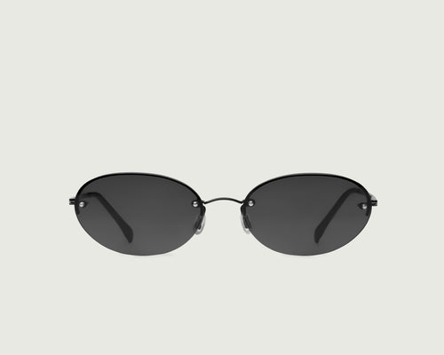 Charcoal::Coco Sunglasses oval black metal front