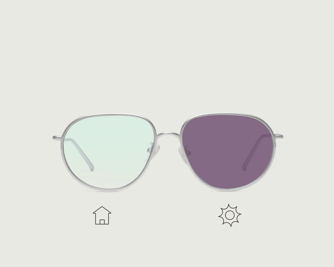 Aubergine Adaptive::Monty Eyeglasses pilot Silver metal front