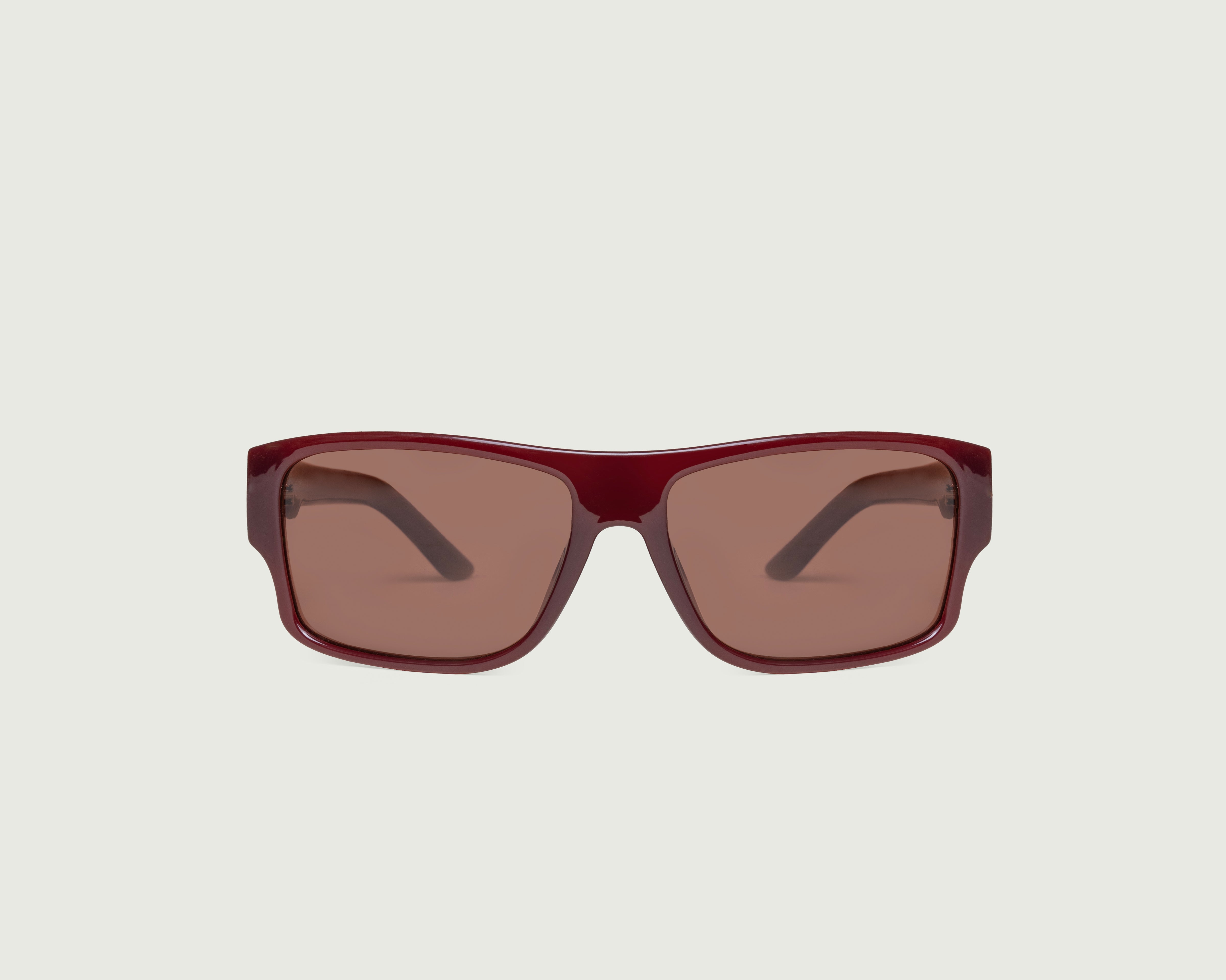 Crimson Polarized::Nolan Sunglasses square red recycled polyester front