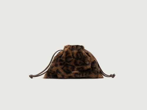 Leopard::Dumpling Pouch  Brown  front