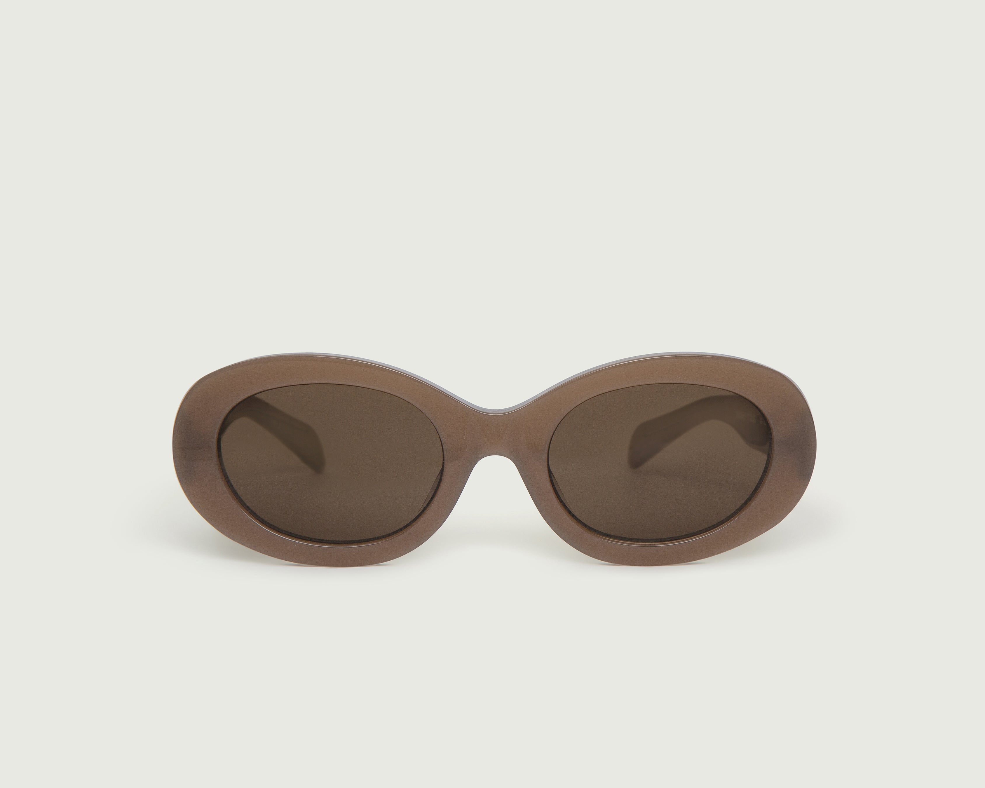 Dark Wheat::Rio Sunglasses oval brown bioacetate front