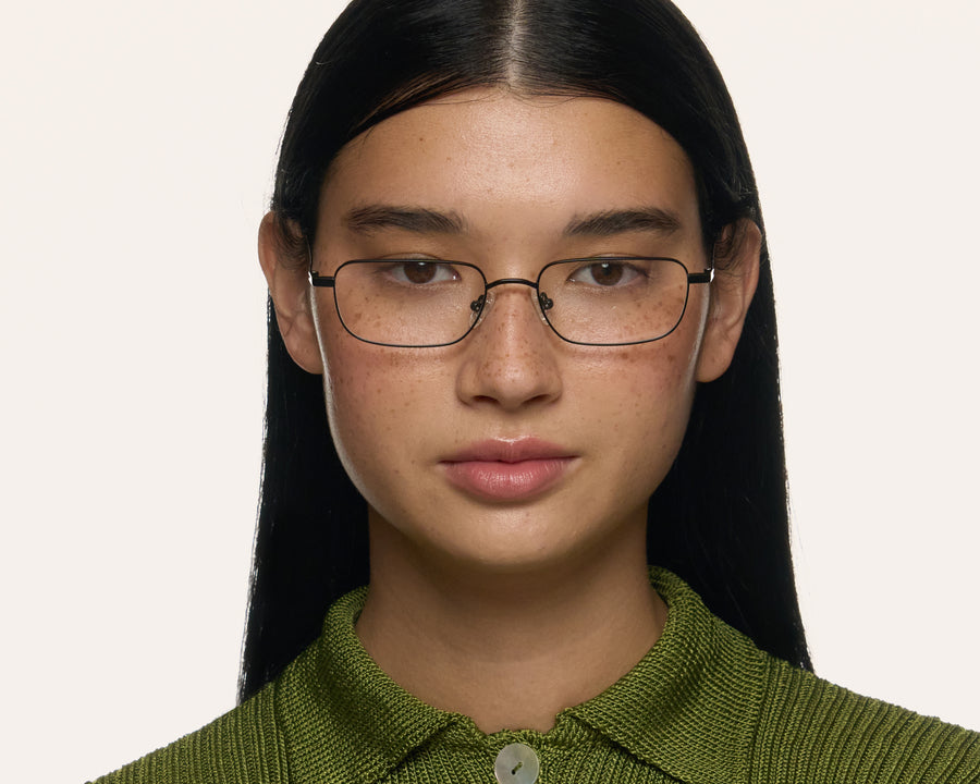 women Graham Eyeglasses rectangle Black metal