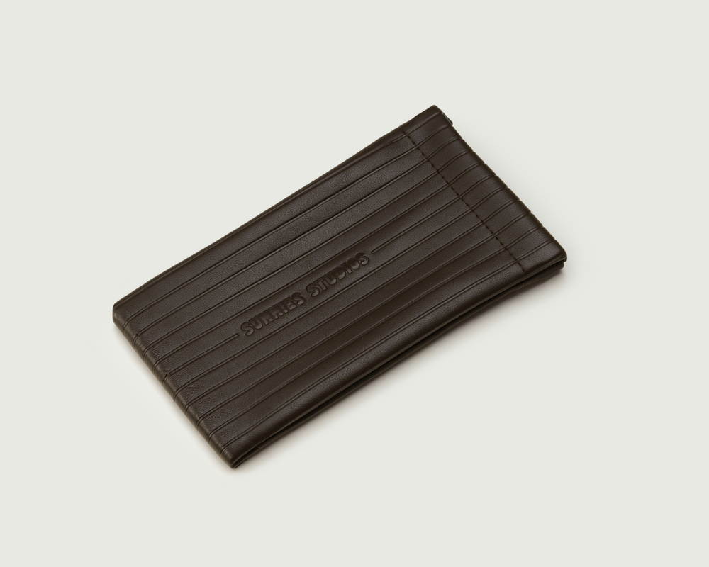 Ganache::Ribbed Sac Eyewear case brown  front diagonal