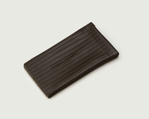 Ganache::Ribbed Sac Eyewear case brown  front diagonal