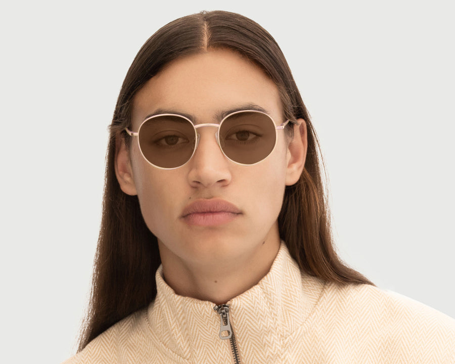 men Jett Eyeglasses round Gold metal